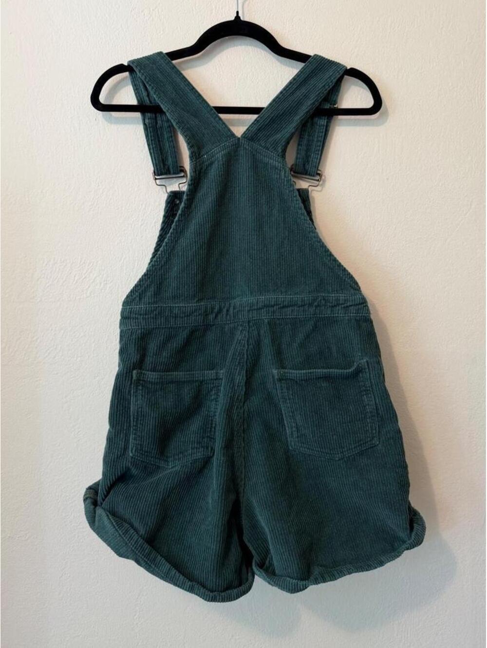 Princess Polly Kacey Green Corduroy Overall Shorts - Picture 2 of 3